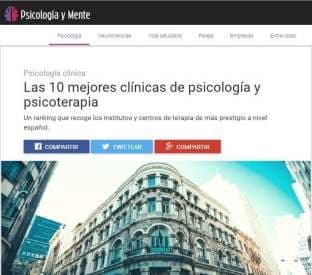 Captura de pantalla 'Las 10 mejores clínicas de psicología y psicoterapia'